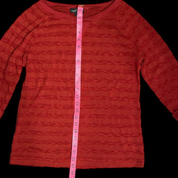 Ralph Lauren red textured top 3/4 sleeve top, Size Medium - Picture 3 of 7